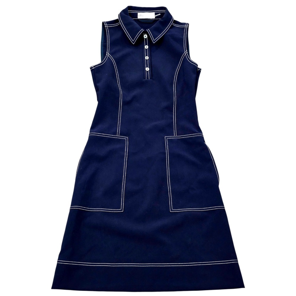Tory Burch Pick Stitch Stretch Golf Dress Navy Women's Size 0 $380 No Belt